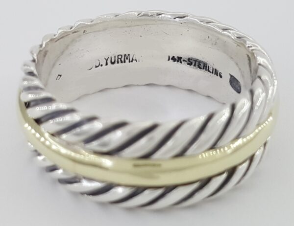 David Yurman Cable Classic 14k Yellow Gold 925 Sterling Silver Ring 9.2mm