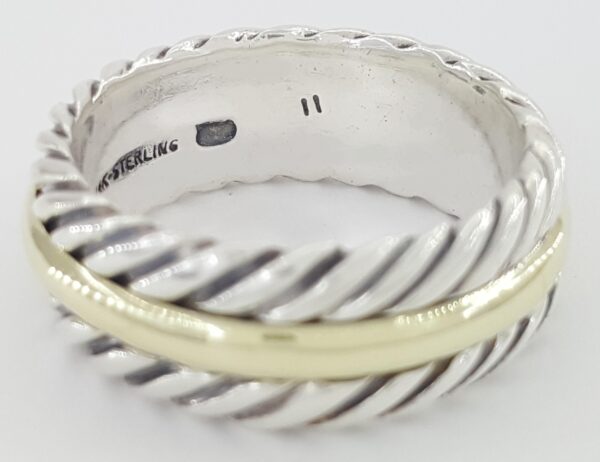 David Yurman Cable Classic 14k Yellow Gold 925 Sterling Silver Ring 9.2mm