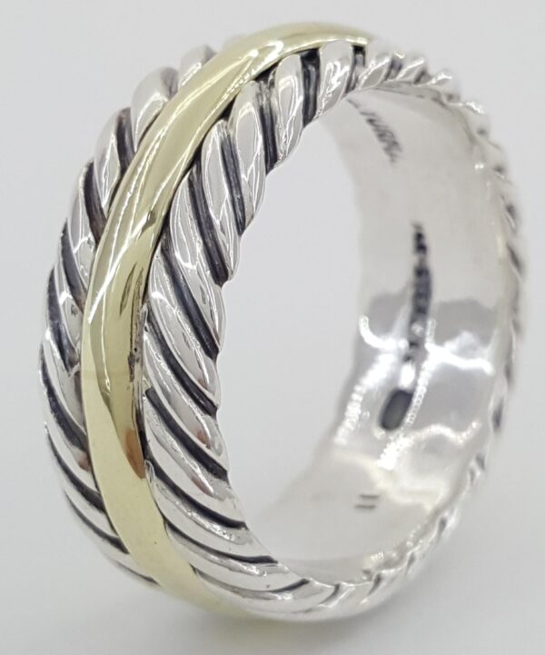 David Yurman Cable Classic 14k Yellow Gold 925 Sterling Silver Ring 9.2mm