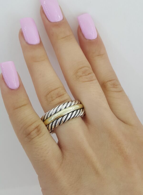 David Yurman Cable Classic 14k Yellow Gold 925 Sterling Silver Ring 9.2mm