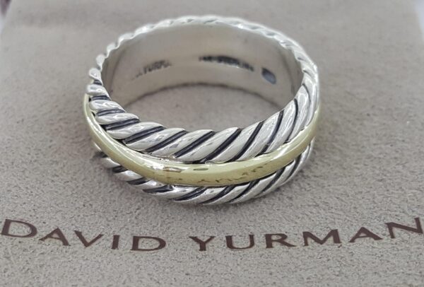 David Yurman Cable Classic 14k Yellow Gold 925 Sterling Silver Ring 9.2mm