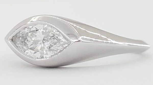 Marquise Diamond Sideway Solitaire Ring 0.63 ct Evil Eye Platinum Retail $3,995