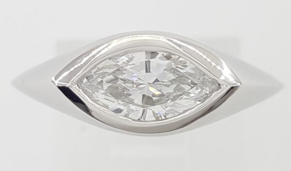 Marquise Diamond Sideway Solitaire Ring 0.63 ct Evil Eye Platinum Retail $3,995