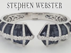 Stephen Webster Verne Sushi Hematite Diamond Bangle Bracelet 18K W Gold 2.1 ct
