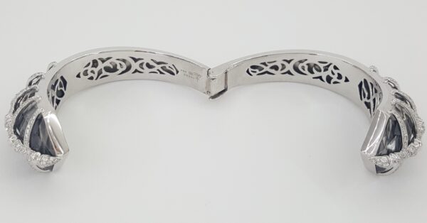 Stephen Webster Verne Sushi Hematite Diamond Bangle Bracelet 18K W Gold 2.1 ct