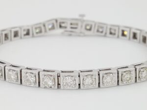 Round Brilliant Diamond Straight Line Tennis Bracelet 5.5 ct 14K White Gold