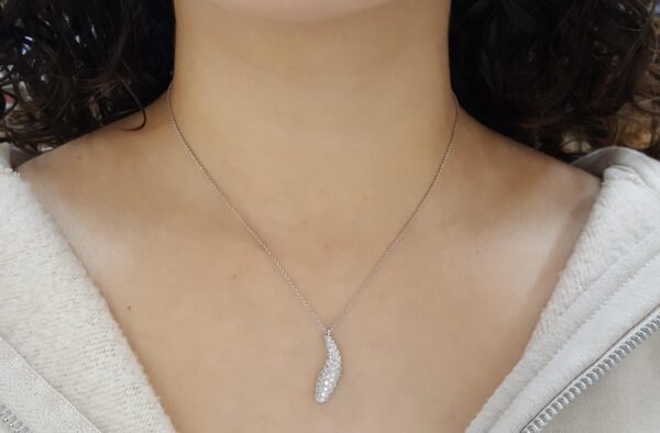 Tiffany & Co Frank Gehry Diamond Pave Fish Necklace 24.3 mm 0.75 ct 18k Gold