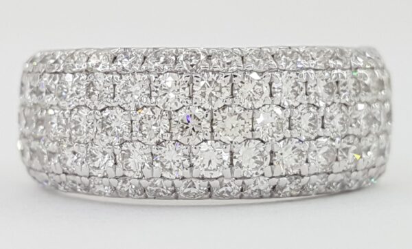 Diamond 5-Row Pave Half Circle Wedding Band Ring 1.9 ct 14K White Gold