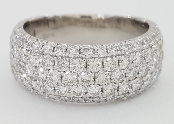 Diamond 5-Row Pave Half Circle Wedding Band Ring 1.9 ct 14K White Gold