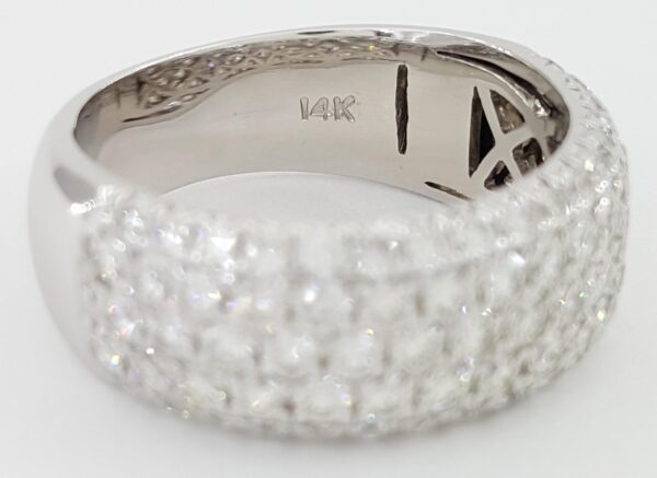Diamond 5-Row Pave Half Circle Wedding Band Ring 1.9 ct 14K White Gold