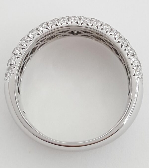 Diamond 5-Row Pave Half Circle Wedding Band Ring 1.9 ct 14K White Gold