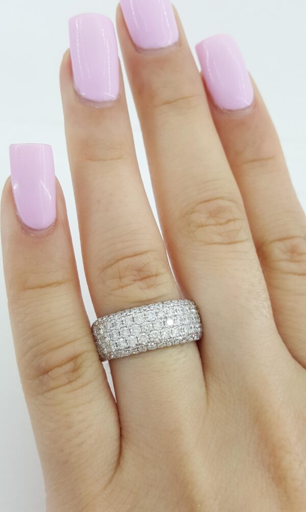 Diamond 5-Row Pave Half Circle Wedding Band Ring 1.9 ct 14K White Gold