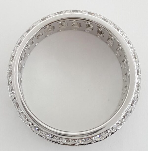 Baguette Round Diamond Full Circle Eternity 3 Row Ring 6.5 ct Platinum 10.7mm