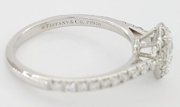 Tiffany & Co Soleste Oval Diamond Halo Platinum Engagement Ring 0.7 ct Rtl $8K