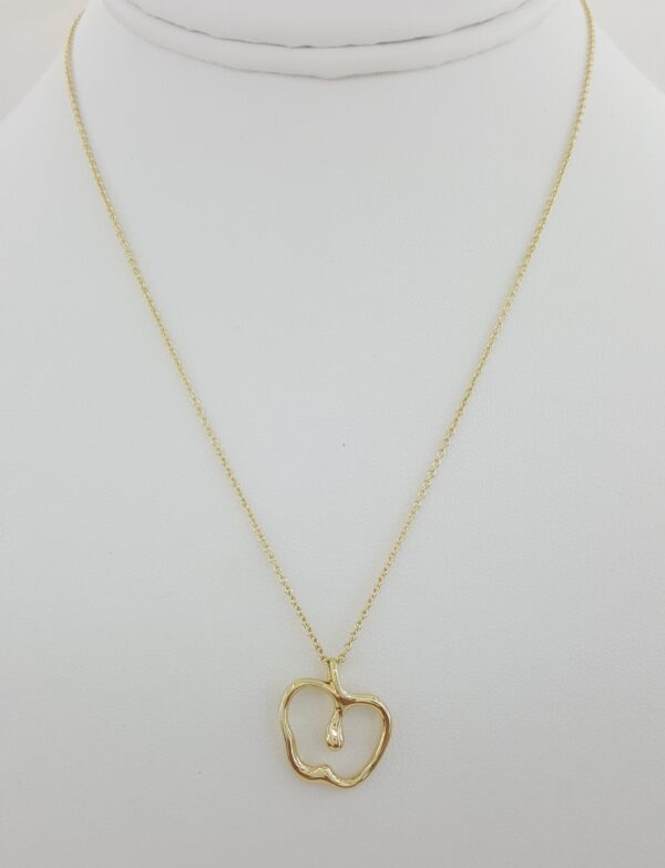 Tiffany & Co Elsa Peretti 18K Yellow Gold Apple Pendant Necklace 16mm 16" 4.2 Gr