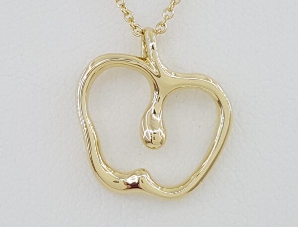 Tiffany & Co Elsa Peretti 18K Yellow Gold Apple Pendant Necklace 16mm 16" 4.2 Gr