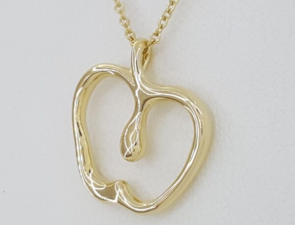 Tiffany & Co Elsa Peretti 18K Yellow Gold Apple Pendant Necklace 16mm 16" 4.2 Gr
