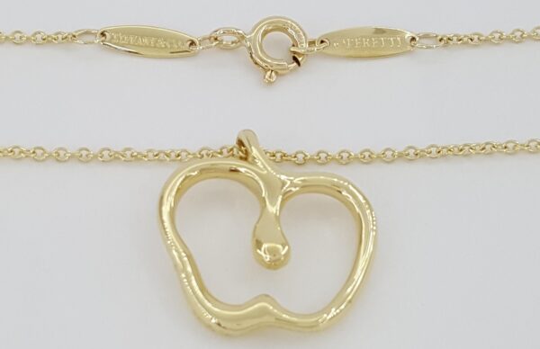Tiffany & Co Elsa Peretti 18K Yellow Gold Apple Pendant Necklace 16mm 16" 4.2 Gr