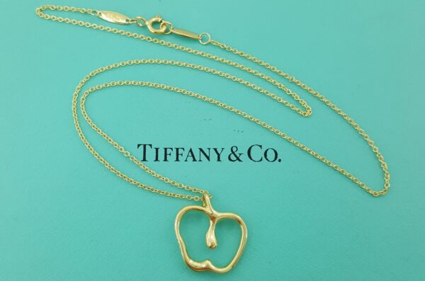 Tiffany & Co Elsa Peretti 18K Yellow Gold Apple Pendant Necklace 16mm 16" 4.2 Gr