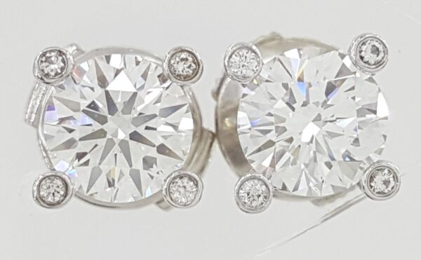 David Yurman Round Brilliant Cut Diamond Stud Earrings 1.44 ct Platinum GIA
