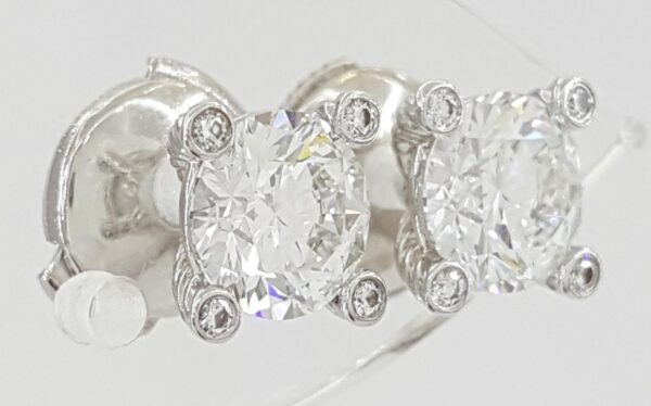 David Yurman Round Brilliant Cut Diamond Stud Earrings 1.44 ct Platinum GIA