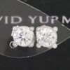 David Yurman Round Brilliant Cut Diamond Stud Earrings 1.44 ct Platinum GIA