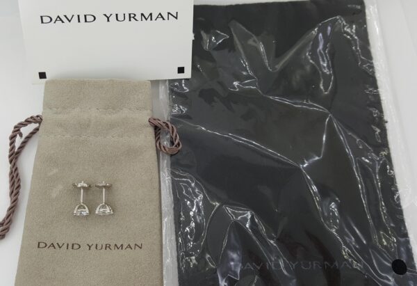 David Yurman Round Brilliant Cut Diamond Stud Earrings 1.44 ct Platinum GIA