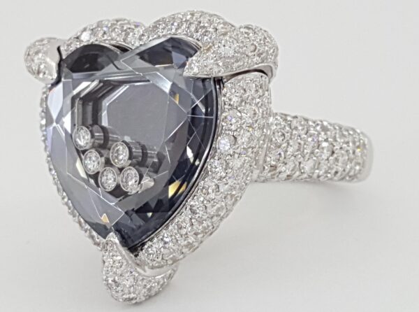 Chopard Happy Diamonds Heart Ring 23.5 mm 4 ct 18K White Gold