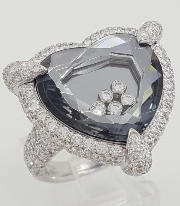 Chopard Happy Diamonds Heart Ring 23.5 mm 4 ct 18K White Gold