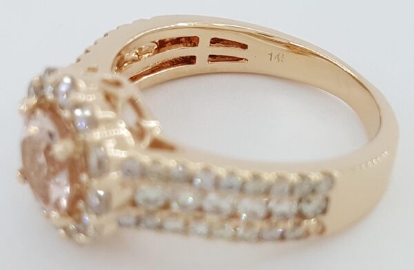 LeVian Le Vian Morganite Diamond Halo Ring 0.8 ct 14K Strawberry Gold