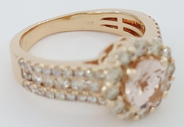 LeVian Le Vian Morganite Diamond Halo Ring 0.8 ct 14K Strawberry Gold