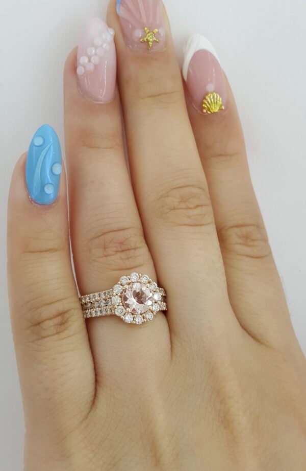 LeVian Le Vian Morganite Diamond Halo Ring 0.8 ct 14K Strawberry Gold