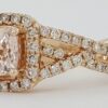 LeVian Le Vian Cushion Morganite Diamond Halo Ring 14K Strawberry Gold 0.4ct