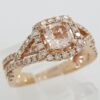 LeVian Le Vian Cushion Morganite Diamond Halo Ring 14K Strawberry Gold 0.4ct