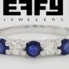 Effy Diamond Sapphire Five Stone Ring 1.14 ct 3.8mm 14k White Gold Retail $2516
