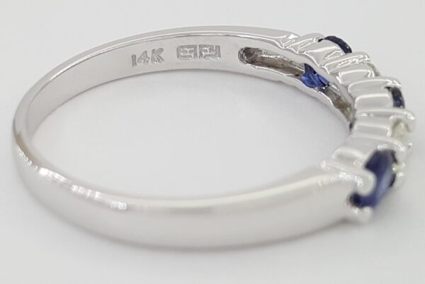 Effy Diamond Sapphire Five Stone Ring 1.14 ct 3.8mm 14k White Gold Retail $2516