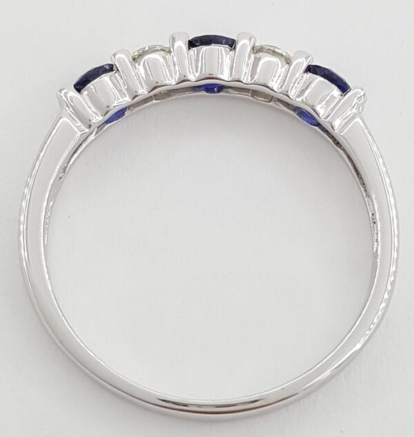 Effy Diamond Sapphire Five Stone Ring 1.14 ct 3.8mm 14k White Gold Retail $2516