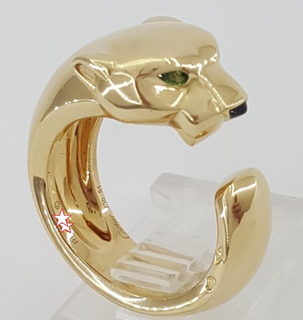 Cartier Panthere De Cartier Ring Medium Model 18K Yellow Gold Size 51 Rtl $7K