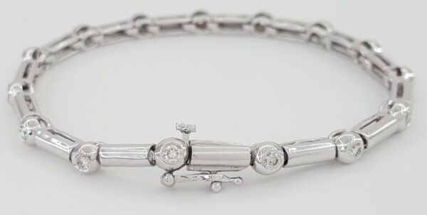 Round Brilliant Diamond Bezel Set Tennis Bracelet 1 ct 14K White Gold 7"