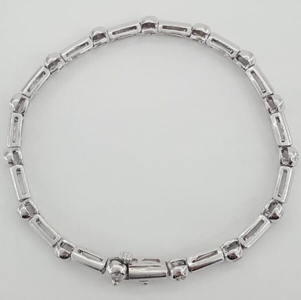 Round Brilliant Diamond Bezel Set Tennis Bracelet 1 ct 14K White Gold 7"
