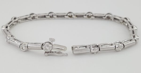 Round Brilliant Diamond Bezel Set Tennis Bracelet 1 ct 14K White Gold 7"