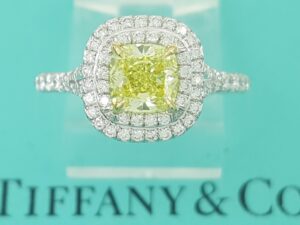 Tiffany & Co Soleste Cushion Fancy Intence Yellow Diamond Engagement Ring 1.24ct