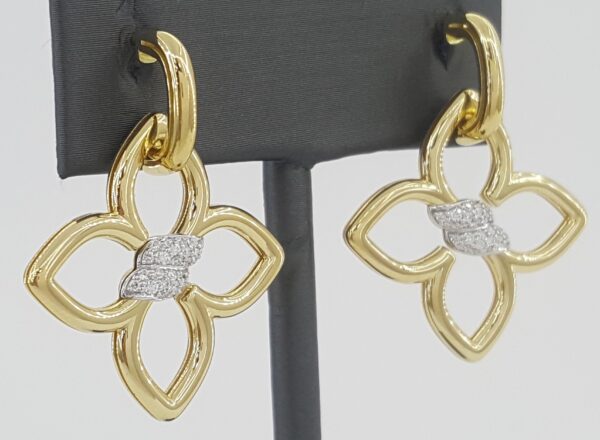 Roberto Coin Cialoma Diamond Flower Drop Earrings 0.15 ct 18K Yellow Gold $6,030