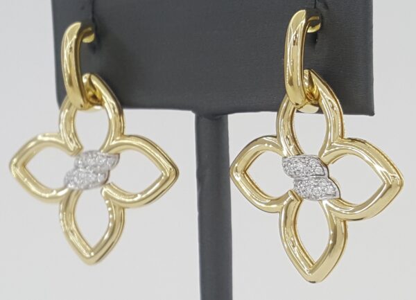 Roberto Coin Cialoma Diamond Flower Drop Earrings 0.15 ct 18K Yellow Gold $6,030