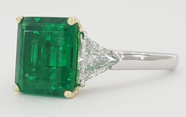 Graff Columbian Green Emerald 3-Stone Ring 3.5 ct Retail $107k
