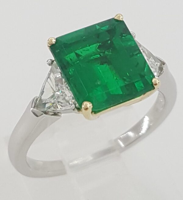 Graff Columbian Green Emerald 3-Stone Ring 3.5 ct Retail $107k