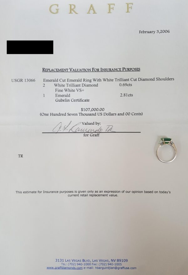 Graff Columbian Green Emerald 3-Stone Ring 3.5 ct Retail $107k