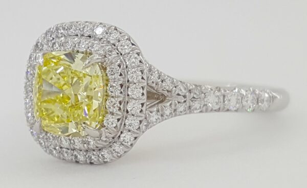 Tiffany & Co Soleste Fancy Intense Yellow Cushion Diamond Engagement Ring 1.53ct