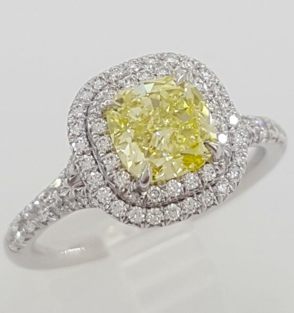 Tiffany & Co Soleste Fancy Intense Yellow Cushion Diamond Engagement Ring 1.53ct
