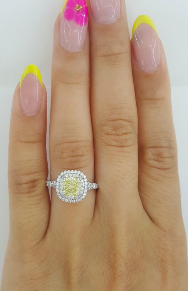Tiffany & Co Soleste Fancy Intense Yellow Cushion Diamond Engagement Ring 1.53ct